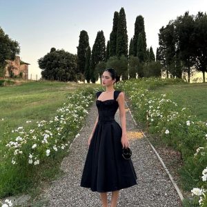 Đầm đen dáng xoè